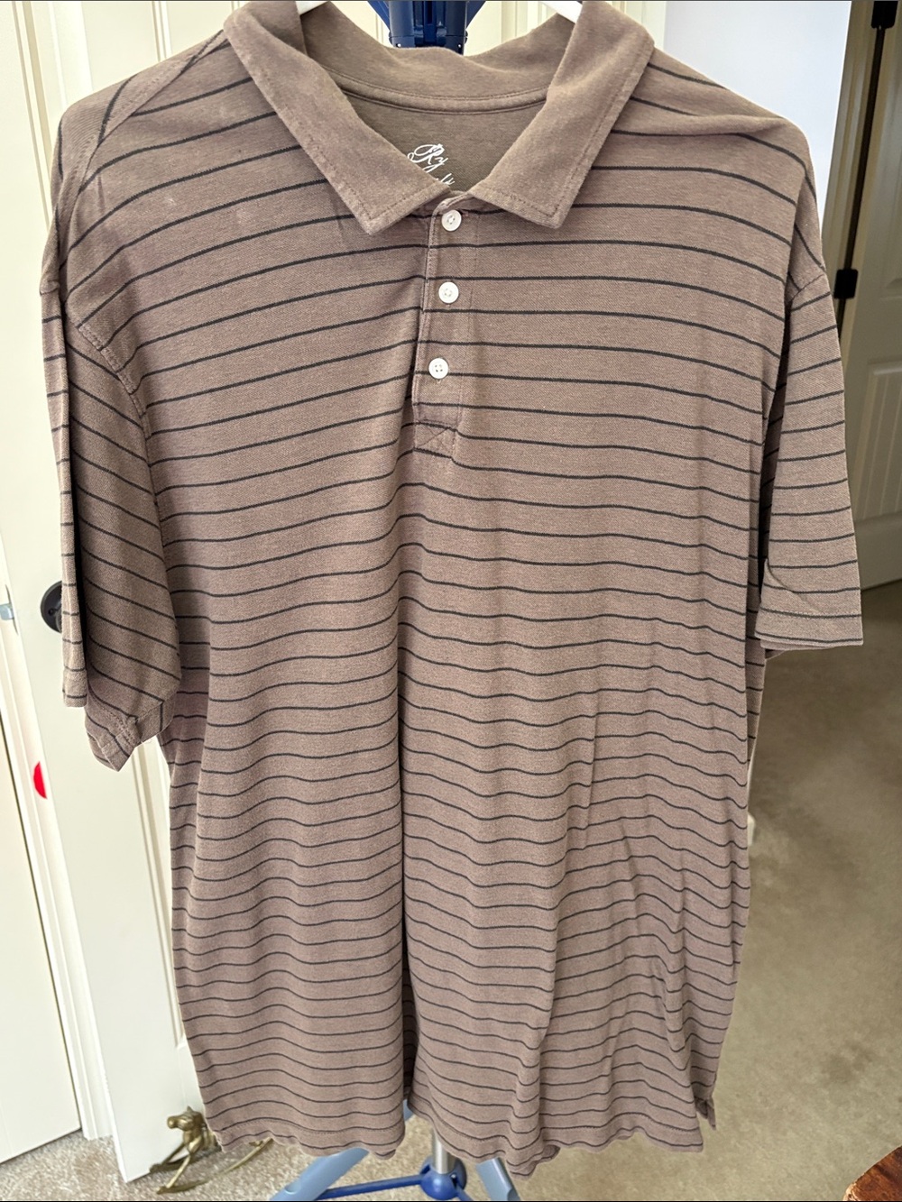 Men's Brown Striped Polo Shirt